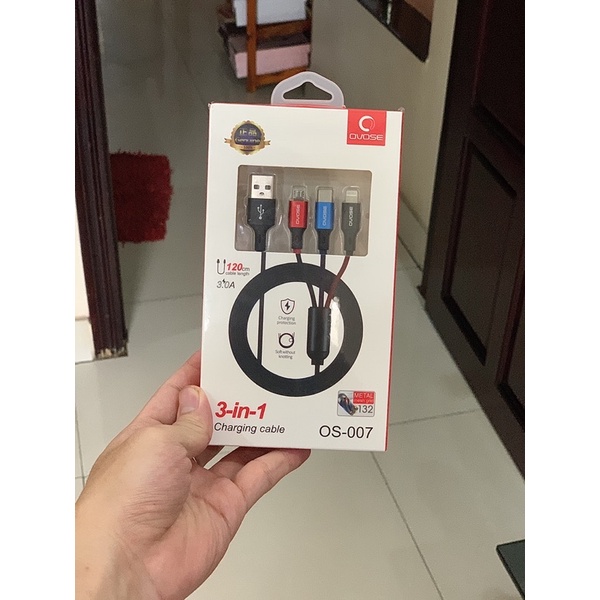 Cáp sạc 3 đầu hỗ trợ sạc nhanh 3.0
