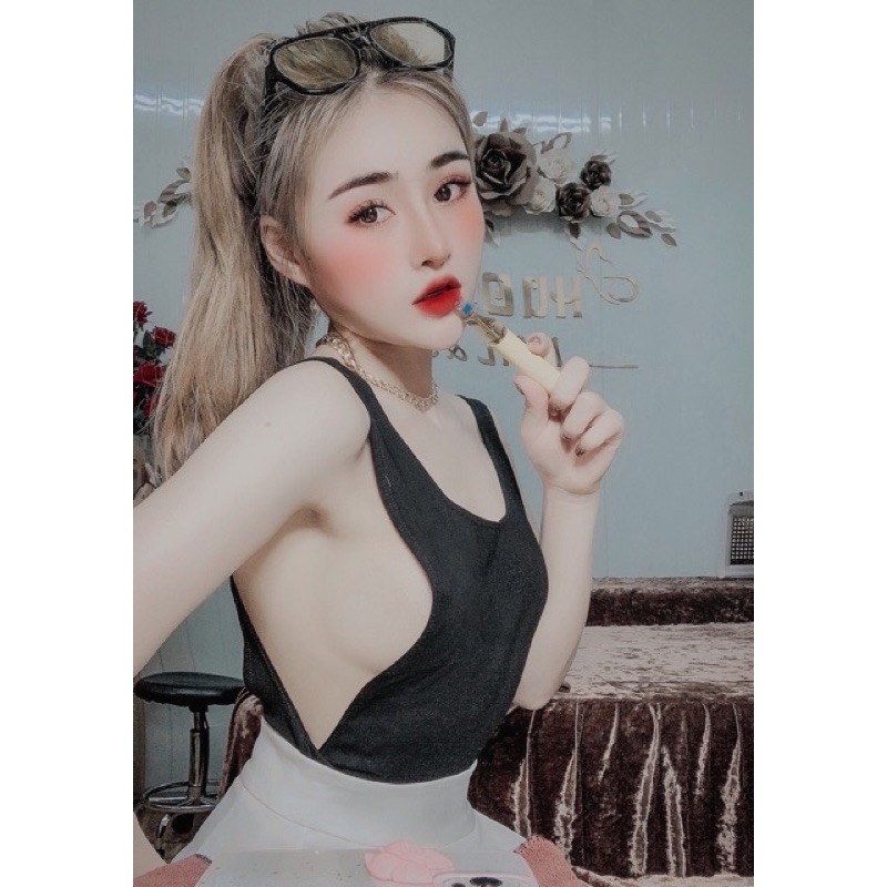 Bodysuit hở lưng bản vai to sexy