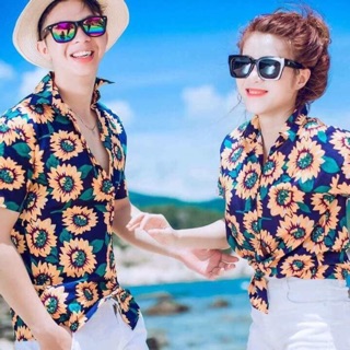 Áo sơmi hoa hướng dương đi biển đi chơi mặc nhóm cực chất. Có đủ size