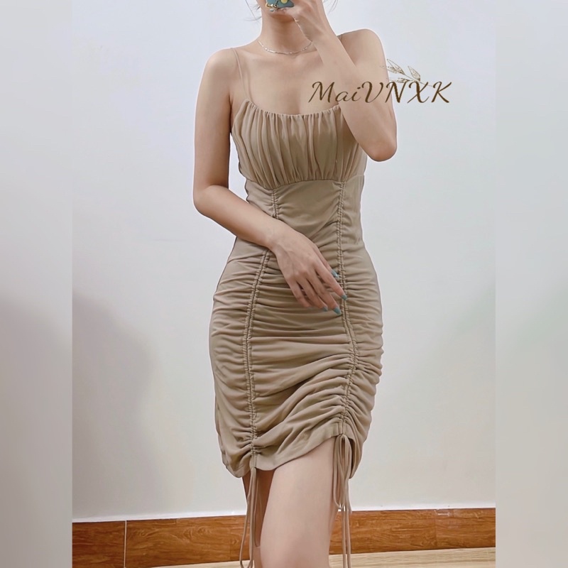 Váy body nhún 2 dây vnxk