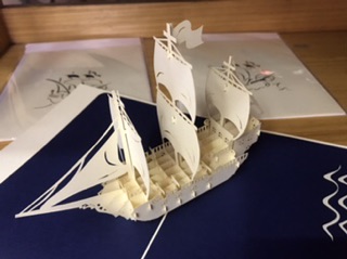 Thuyền 4 ( 3 cánh ) - Boat   - Thiệp 3D ( bìa Trắng )