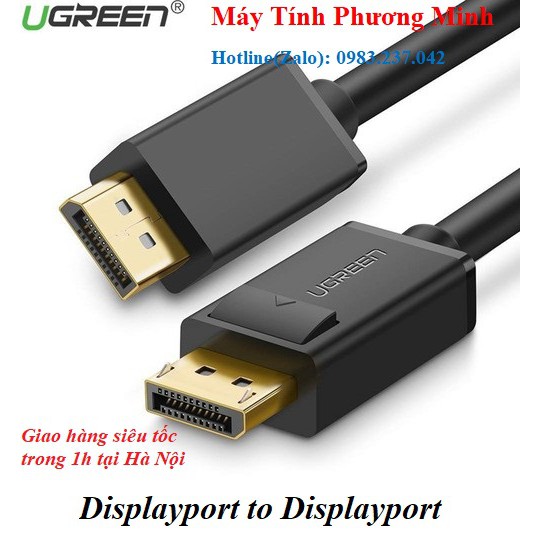 Cáp Displayport to Displayport Tốc Độ 21.6Gbps Ugreen 10245.10211.10212.102 Dài 1.5m.2m.3m.5m- Hàng Cao Cấp Chính Hãng