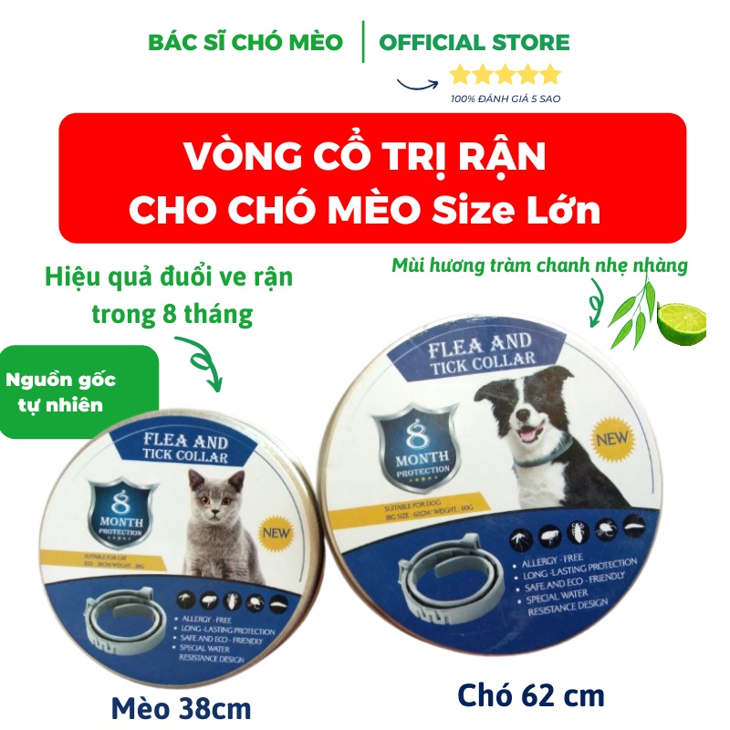 Vòng Cổ Trị Ve rận Chó Mèo, Vòng Cổ Cho Chó Mèo Thú Cưng Hiệu quả 8 tháng an toàn với sức khỏe thú cưng