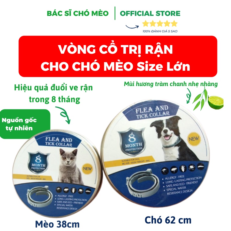 [Loại Xịn] Vòng Cổ Trị Ve rận Chó Mèo Hiệu quả 8 tháng an toàn với sức khỏe thú cưng