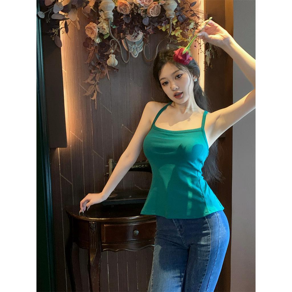 Áo Hai Dây Ngắn Hở Lưng Có Mút Đệm Ngực Và Dây Đeo Thời Trang Cho Nữ