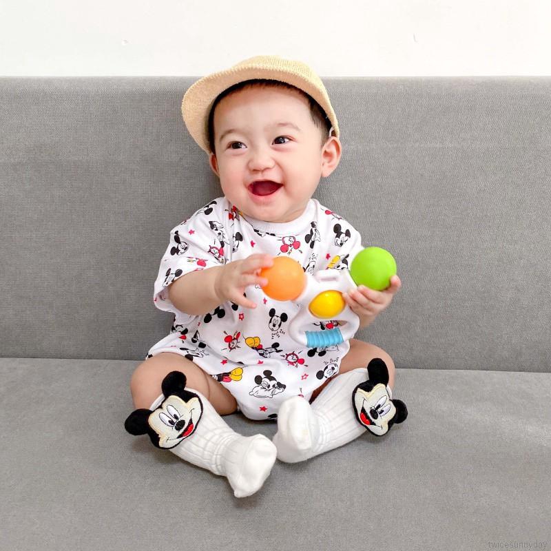 Bộ Áo Liền Quần Tay Ngắn In Hình Động Vật Xinh Xắn Dành Cho Trẻ Sơ Sinh