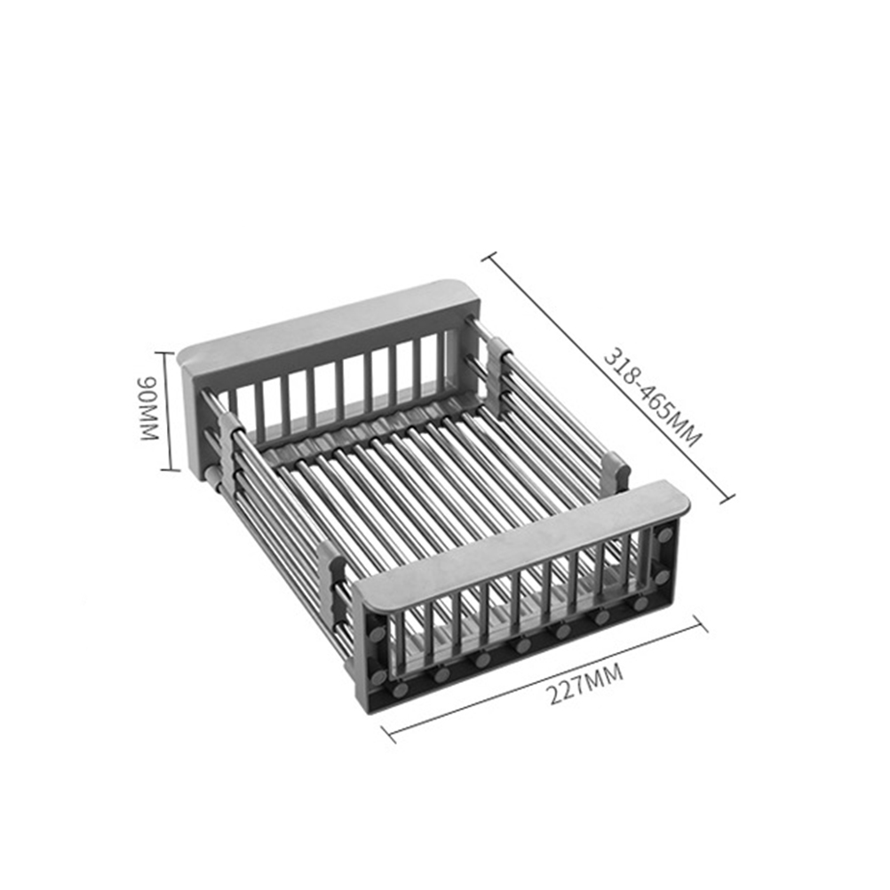 có thể điều chỉnh Rổ inox 304 treo bồn rửa chén, rửa rau củ đa năng