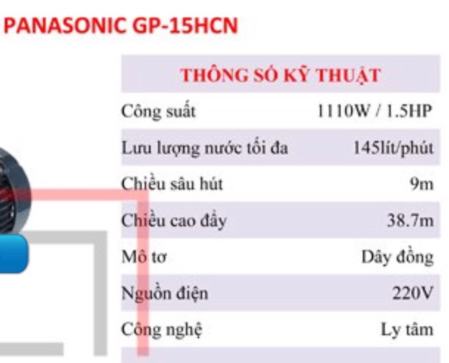 Máy bơm nước đẩy cao công suất lớn panasonic GP-15HCN1.5HP