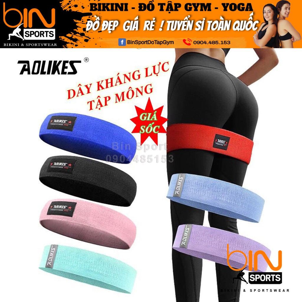 Dây kháng lực tập gym Aolikes, Dây tập mông chân miniband cho nữ giá rẻ Bin Sports DKL001