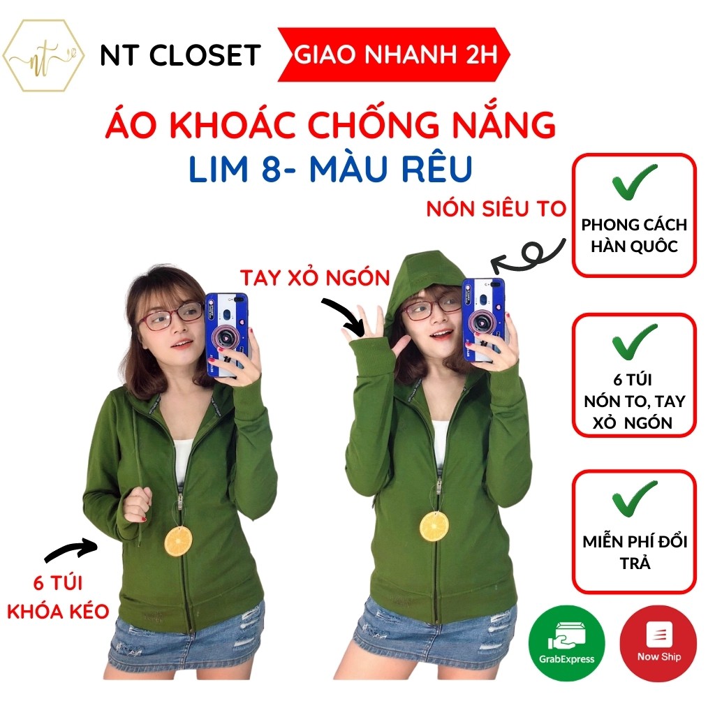 Áo khoác chống nắng nữ- size dưới 55ki- Màu xanh rêu