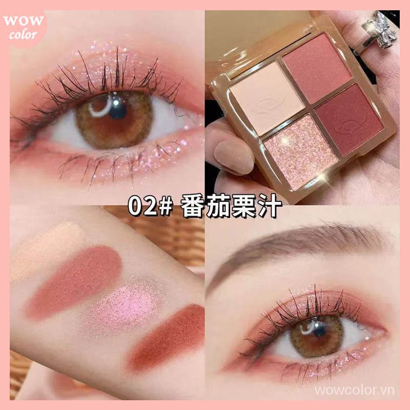 [Hàng mới về] Bảng phấn mắt KISS BEAUTY 4 màu tông đất chống nước lâu trôi hợp thời trang cho nữ