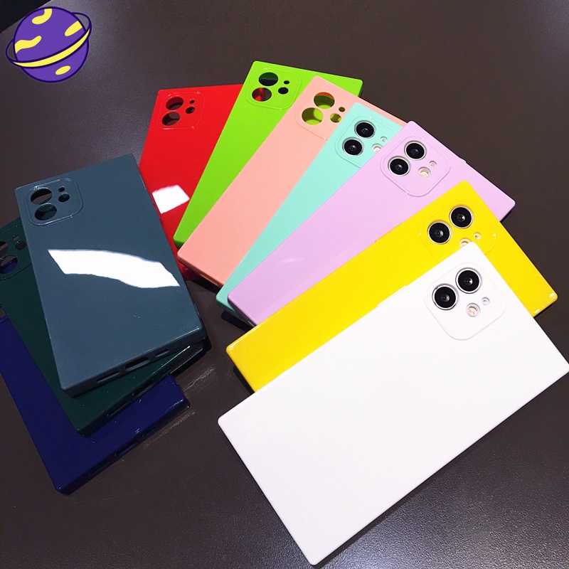 Ốp Điện Thoại Cạnh Vuông Mềm Màu Kẹo Thời Trang Cho Iphone X XR XS 11 12 13 Pro Max