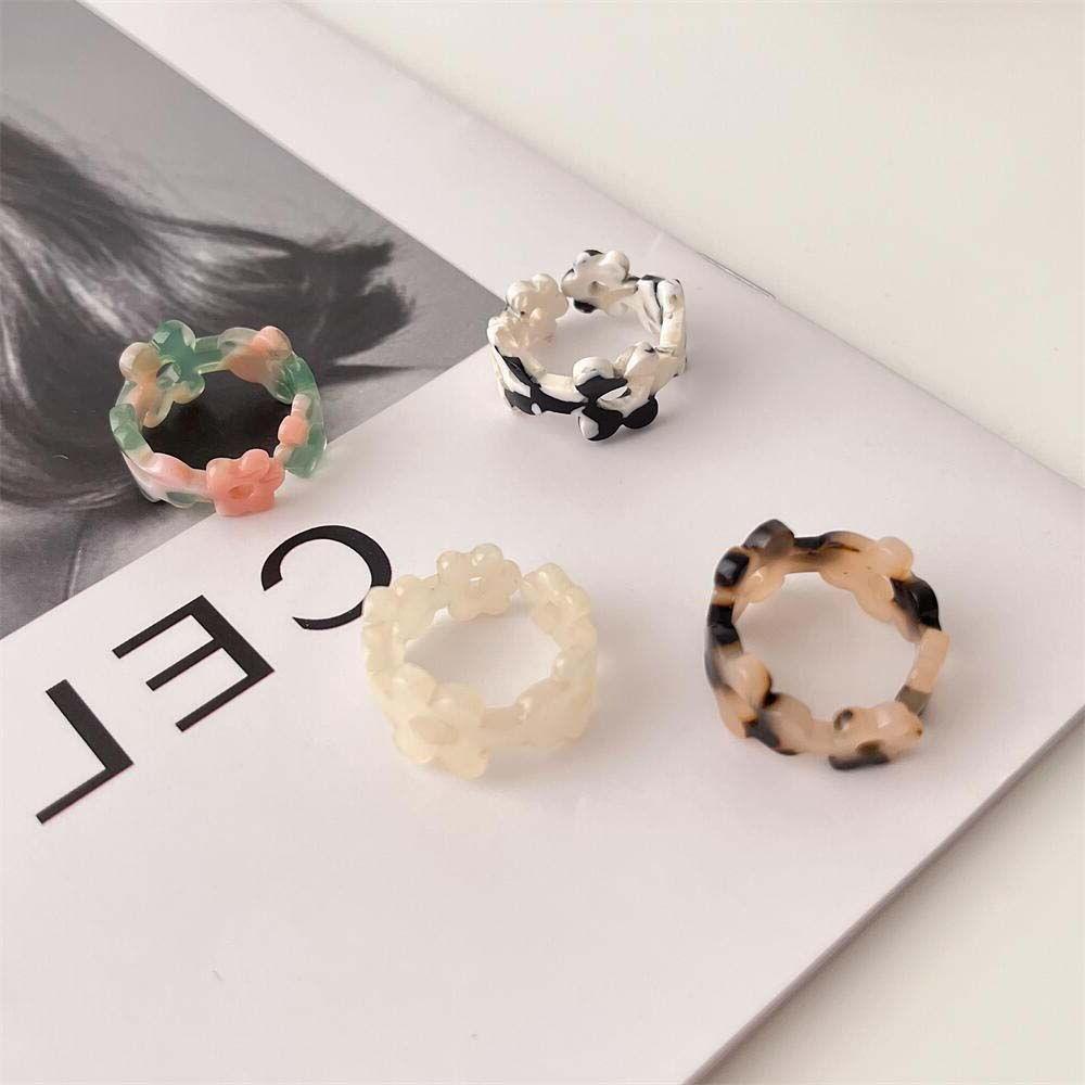 Nhẫn Nhựa Resin Hở Họa Tiết Hình Học Màu Sắc Kẹo Ngọt Phong Cách Hàn Quốc Cho Nữ