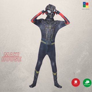 Quần áo người nhện hoá trang siêu nhân trẻ em halloween Maki Nhện đen.HTSB21