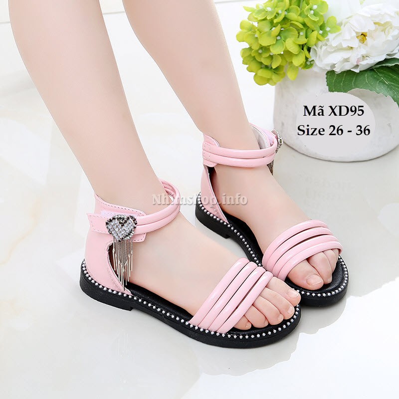 Sandal Quai Ngang Vintage Cho Bé Gái 3 - 12 Tuổi XD95