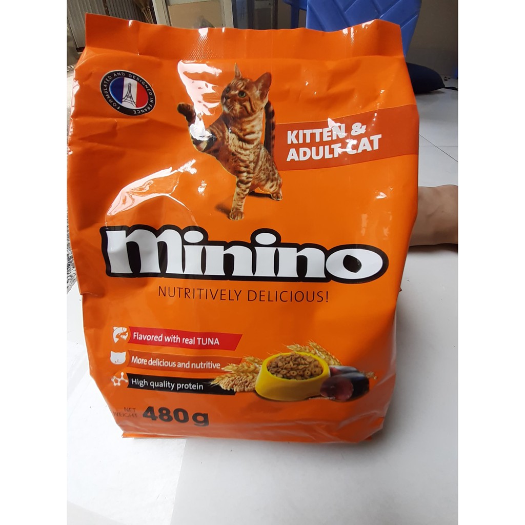 Thức ăn hạt khô dành cho mèo Minino 480gr tất cả độ tuổi