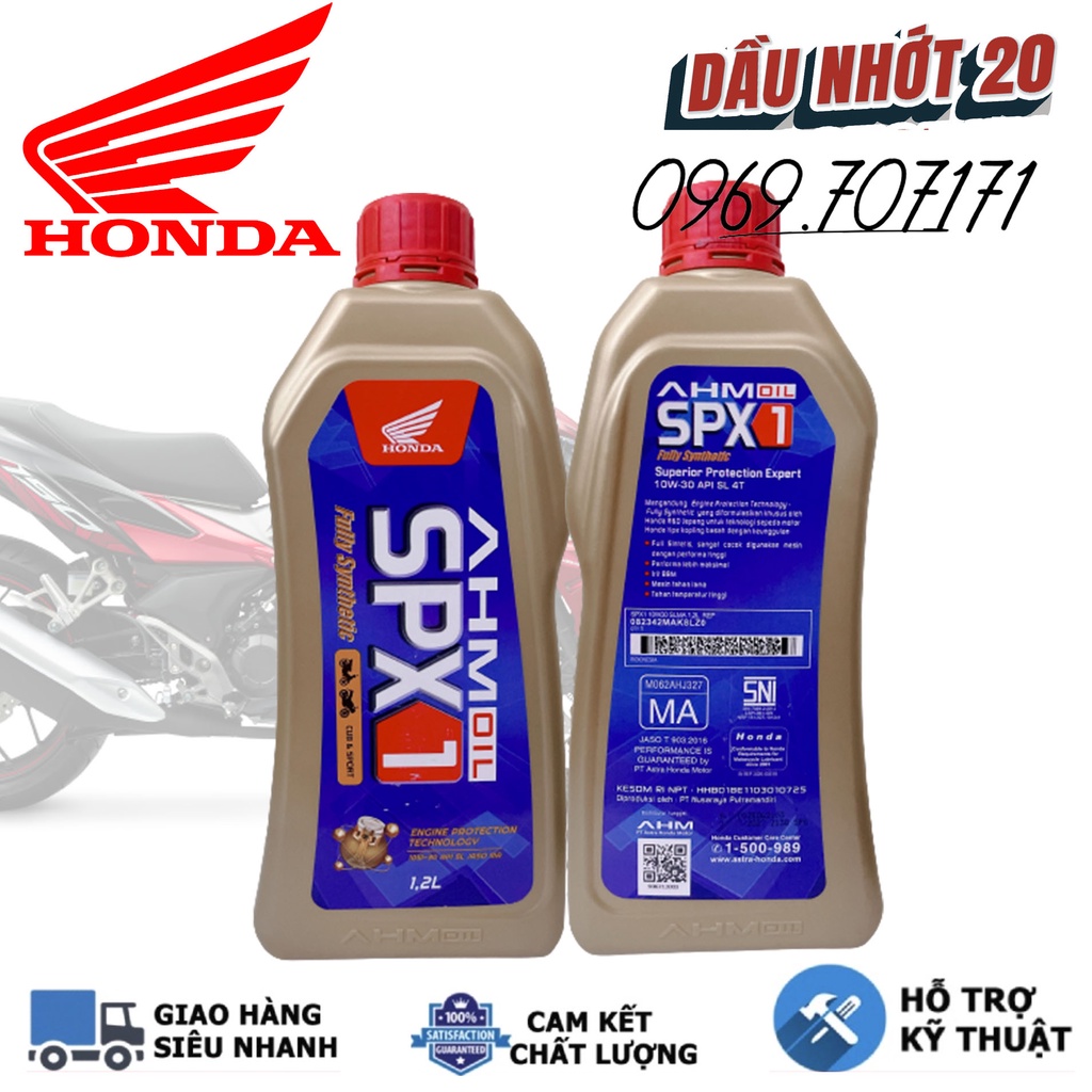 Nhớt tổng hợp Honda AHM SPX1 10w30 1L2, hàng xịn giá tốt, hàng xịn giá tốt