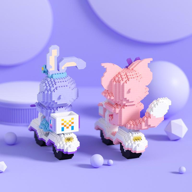 Mô hình lắp ráp Xe Thỏ Stella, Cáo Lina Bell CÓ ĐÈN Hapi Toys - Đồ chơi MODEL xếp hình 3D dễ thương dùng trang trí