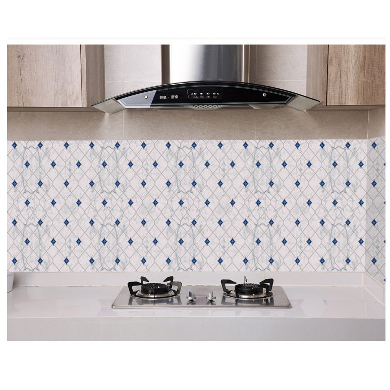 Decal dán bếp tráng nhôm cách nhiệt hình thoi khổ 60cm keo sẵn