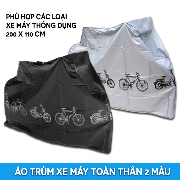 Bạt phủ xe máy, xe đạp Vải Dù Cao Cấp thích hợp cho cả trời mưa và nắng.