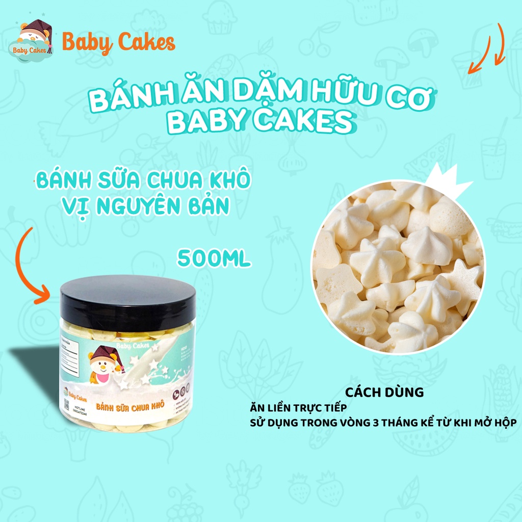 Bánh ăn dặm cho bé BabyCakes bánh sữa chua handmade 500ml giúp bé tập nhai đảm bảo vệ sinh an toàn thực phẩm dạng thanh