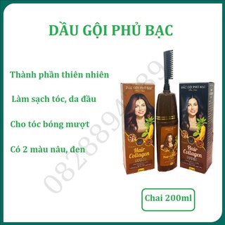Dầu gội phủ bạc Hair Collagen Nano thành phần thiên nhiên, có màu nâu và đen phủ bạc hiệu quả