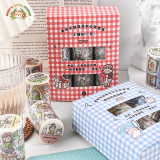 BỘ 6 CUỘN WASHI TAPE KÈM BẢNG CẮT VÀ DAO TRỔ | MWT227
