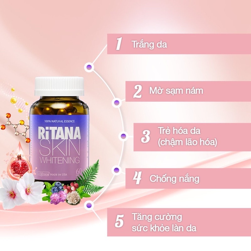 ✅  Viên Uống RiTANA Trắng Da, Mờ Sạm Nám Hộp 30 Viên.