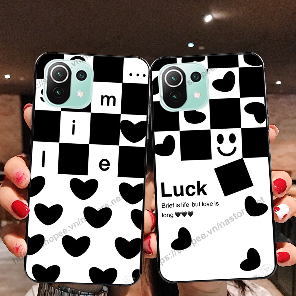 Ốp lưng Xiaomi Mi 11 / Mi 11 Lite 5g / Mi 11 Lite 5g NE trái tim họa tiết caro, mikey họa tiết beabrick kaws cute