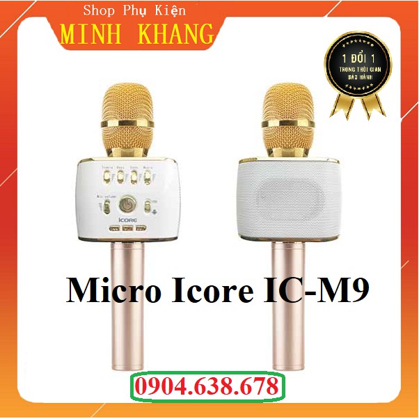 [Free Ship] Mic Hát Karaoke Kèm Loa Bluetooth Icore M9 Cao Cấp - Hát Cực Hay - Tích Hợp 3 in 1 Đầy Đủ Chức Năng