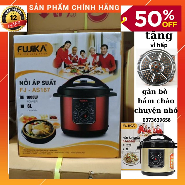 Nồi Áp Suất Điện 6L FUJIKA - Nồi Hầm Đa Năn- 1000W -9 Chức Năng Nấu -Công Nghệ Nhật Bản (Màu Ngẫu Nhiên)-Hàng Chính Hãng