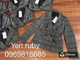 Áo dạ nữ kẻ zara xuất xịn