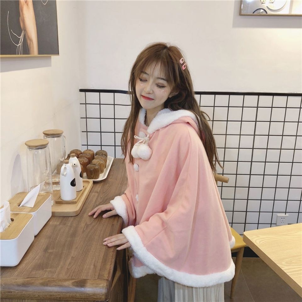 Áo Choàng Cardigan Có Mũ Trùm Đầu Tai Thỏ Mềm Mại Phong Cách Nhật Bản Thời Trang Mùa Đông Cho Nữ