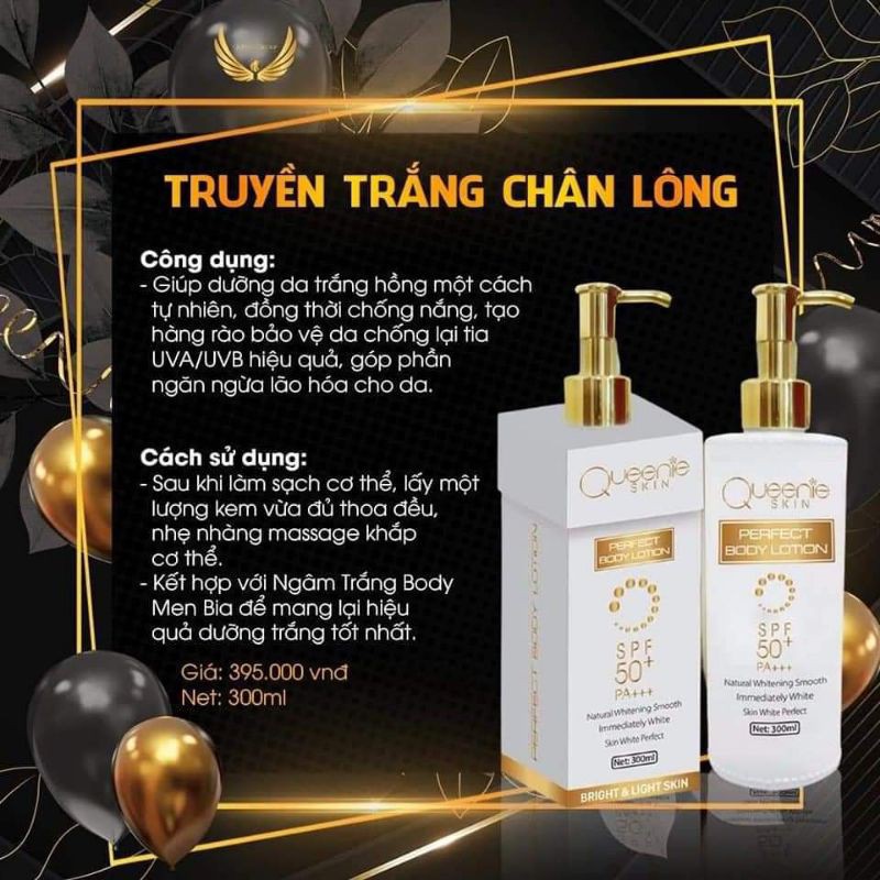 COMBO 2 Chai Body Truyền Trắng Chân Lông QUEENIE SKIN - HÀNG CHÍNH HÃNG