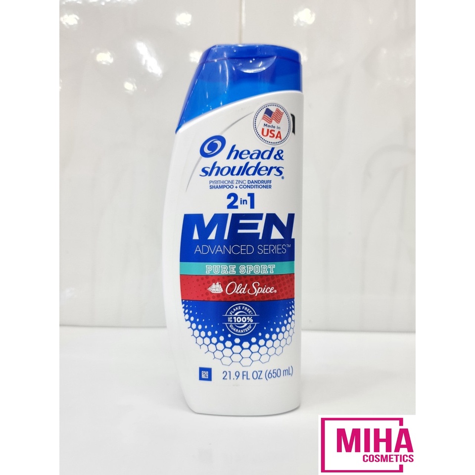 Dầu Gội Xả 2 Trong 1 Giảm Gàu Ngứa Cho Nam Head &amp; Shoulders Men Series Pure Sport Old Spice 650ml Mỹ