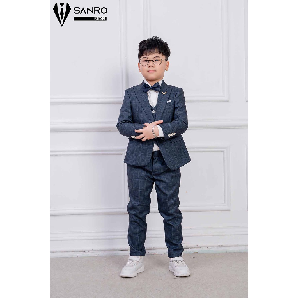 Bộ vest bé trai thiết kế rêu kẻ