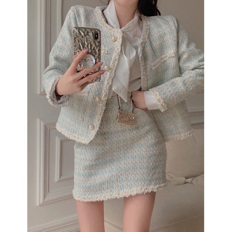 Set dạ tweed siêu xinh phong cách tiểu thư hàng Quảng Châu cao cấp _ Hàng ORDER có ẢNH THẬT | BigBuy360 - bigbuy360.vn