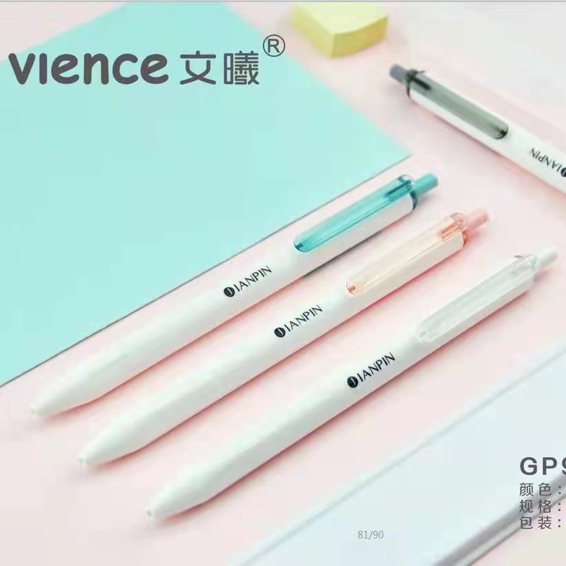 Bút gel JIANPIN VIENCE GP9060 Mực đen 0.5mm Cho Học Sinh Ghi Chú - Văn Phòng Phẩm Haku