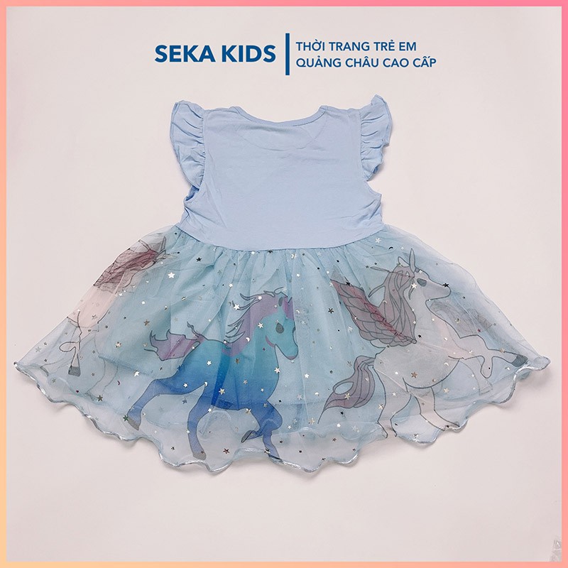 Váy bé gái đẹp đầm công chúa elsa ngựa Moschino, Pony một sừng cotton cộc tay mùa hè cho trẻ em SEKA 2104.02