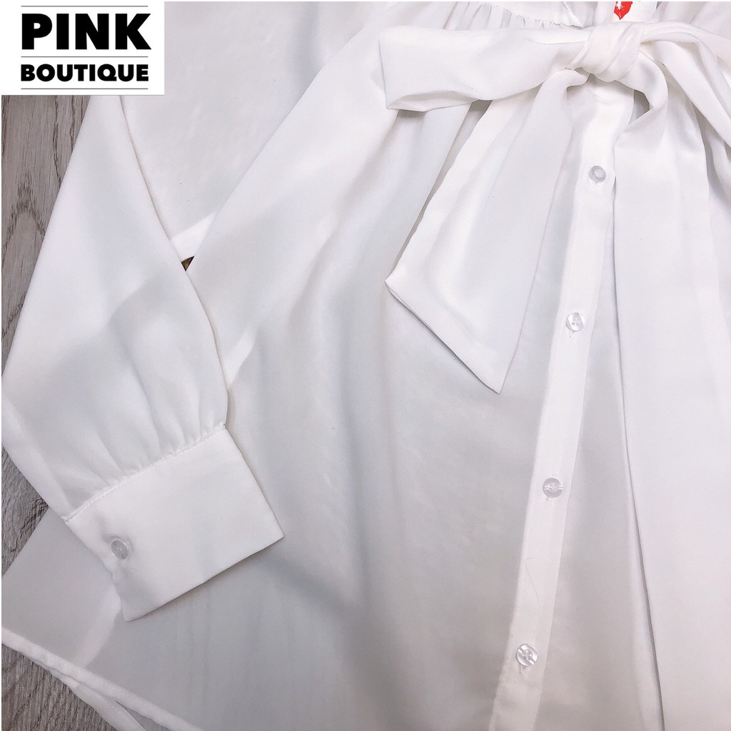 Áo Sơ Mi Trắng Nữ Cổ Nơ Cài Khuy Tay Phồng Big Size PINKBOUTIQUE | BigBuy360 - bigbuy360.vn