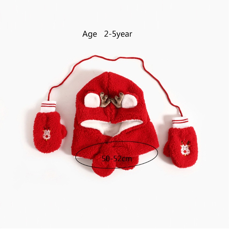 Mũ Trùm Đầu Kiêm Khăn Choàng Cổ Giữ Ấm Tai Hình Tuần Lộc Hoạt Hình Bằng Vải Bông Dễ Thương Cho Bé