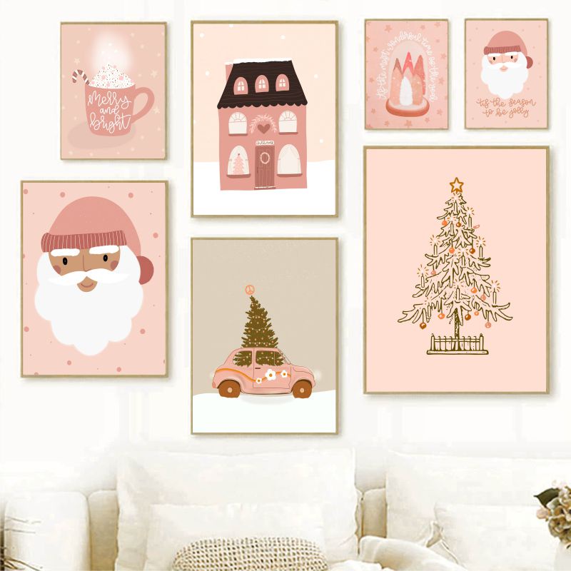 Tranh Canvas Treo Tường Trang Trí Hình Cây Thông Giáng Sinh Độc Đáo