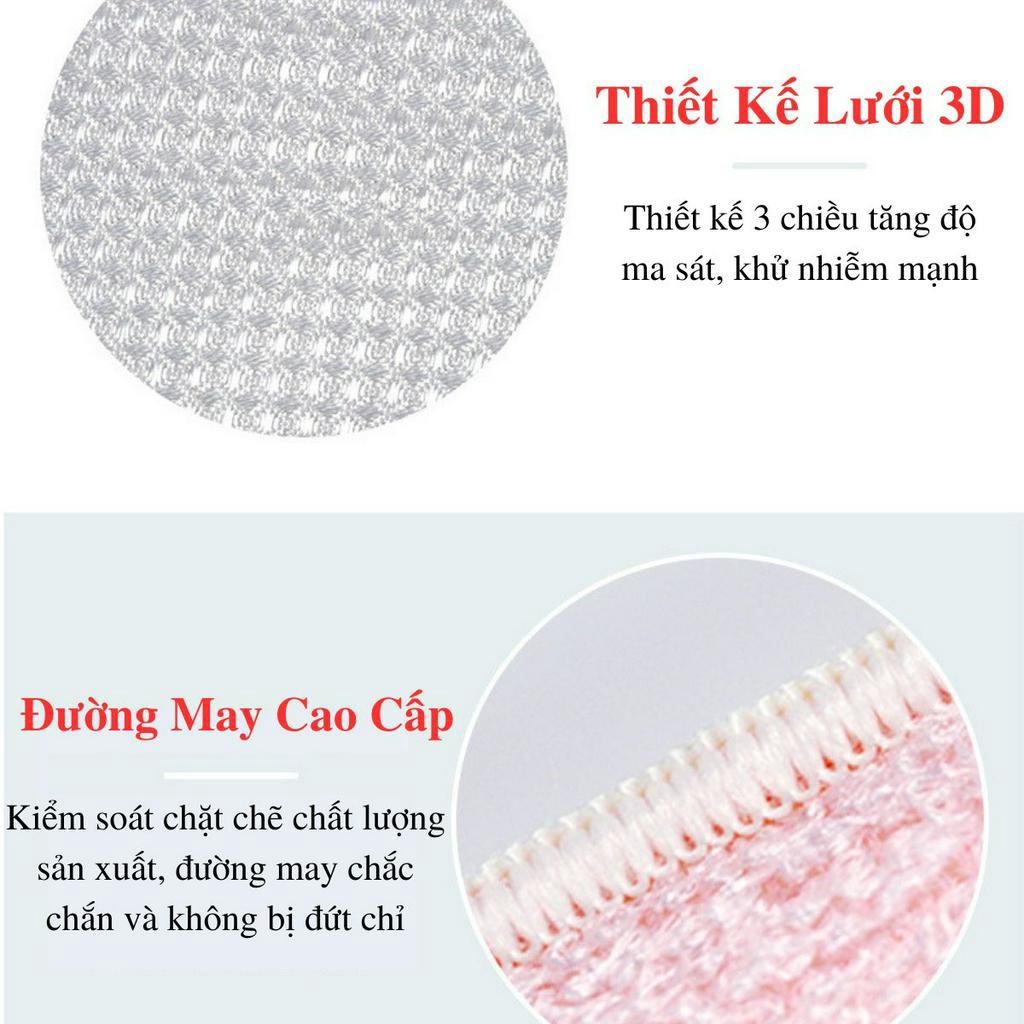Set 3 Miếng Rửa Bát SMARTCHOICE Chống Trầy Xước Sợi Tre 3D Cao Cấp SCG-PK011