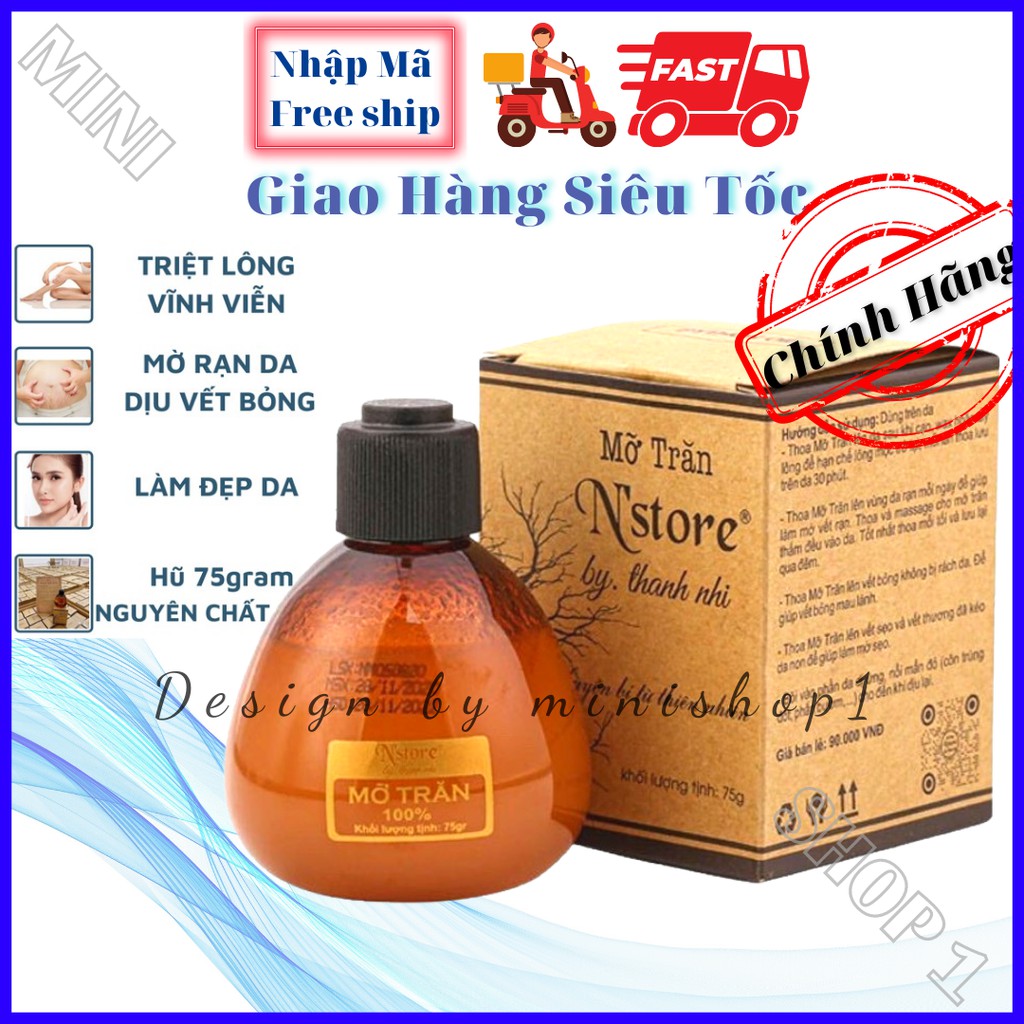 Mỡ trăn nguyên chất N STORE triệt lông, mỡ trăn N STORE wax lông 75g gia nhiệt Chính Hãng T01