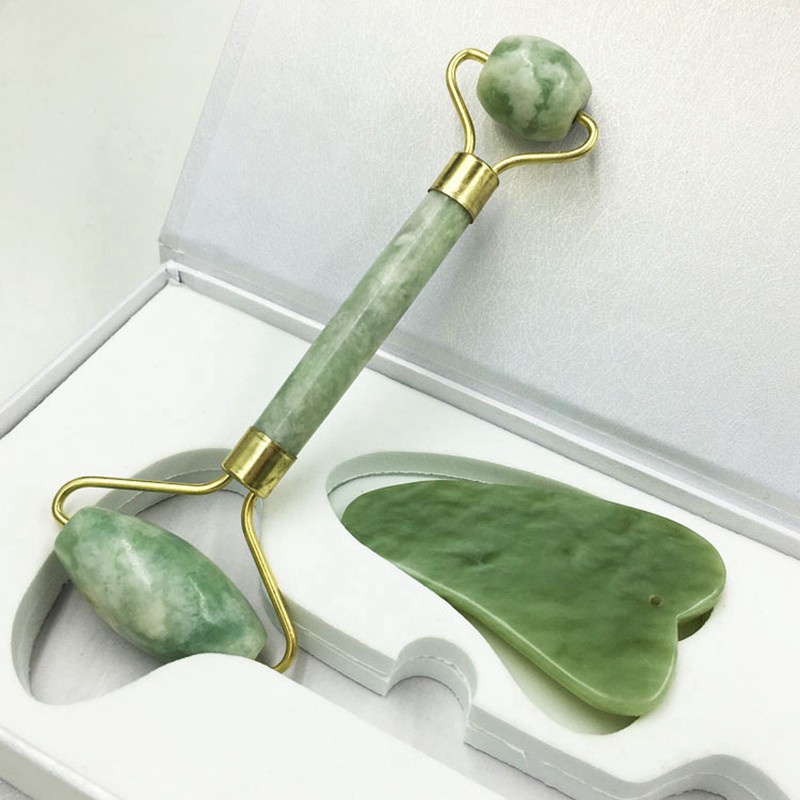 3Pcs/Set Jade Roller Massager Gua Sha Jade Stone Face Massager Lift