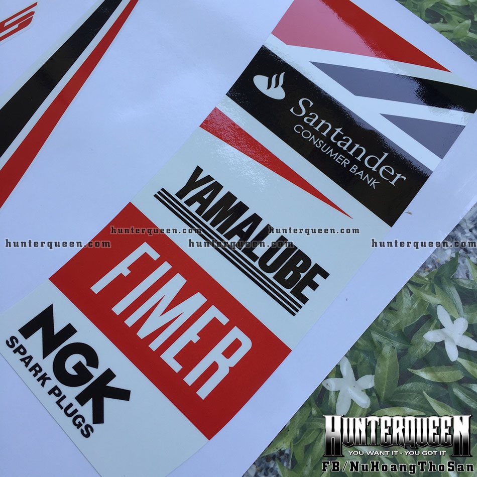 Tem rời Sirius - Santander trắng đỏ - Thiết kế theo yêu cầu, chỉnh sửa theo ý. Sắc nét, bền màu