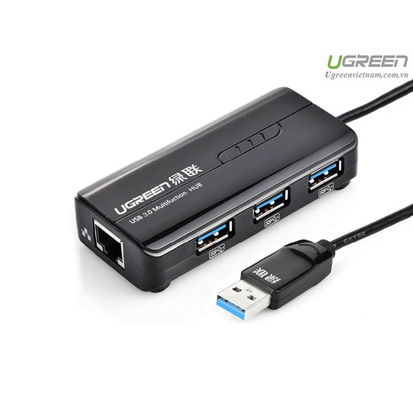 HUB USB 3 cổng 3.0, 2.0 kèm cổng mạng LAN 10/100 Mbps Ethernet UGREEN CR103 20266, 20264 - Hàng chính hãng