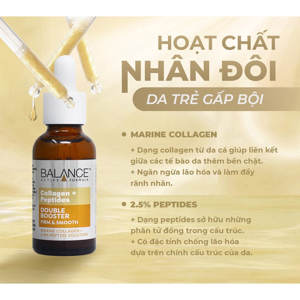 Serum Ngăn Ngừa Lão Hóa, Giảm Nếp Nhăn Balance Active Formula Collagen + Peptides Double Booster 30ml