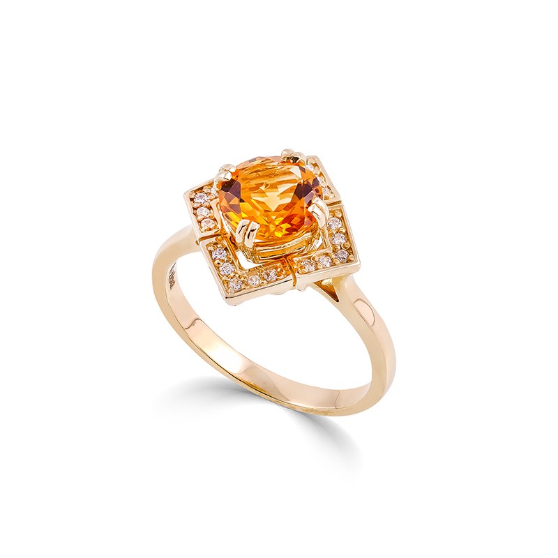 Nhẫn DOJI vàng 14K gắn đá CITRINE 722