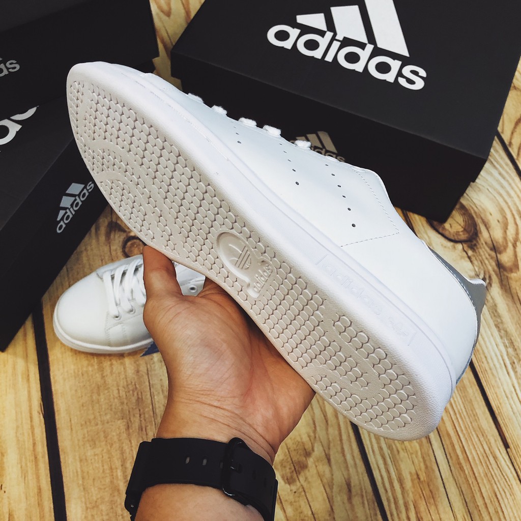 Giày Stan Smith trắng gót bạc nam nữ cao cấp nhẹ êm thoáng thời trang